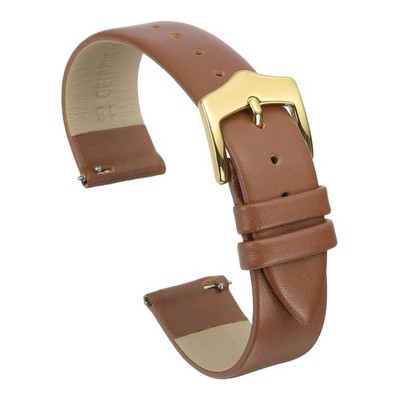 18 mm Armband Echtlederfassung hellbraun mit goldener Schnalle für Damen