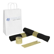 25 Gold Rhinestone Napkin Rings - 8 Row Reusable Fasteners