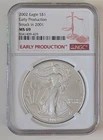 2002 EAGLE S$1 EARLY PRODUCTION STRUCK IN 2001 NGC MS 69 SKU 8341409-429