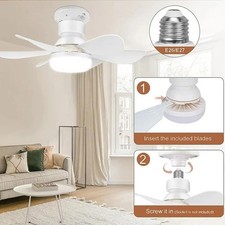 Socket Fan Light Ceiling Fans With Lights And Remote Dimmable LED Ceiling Fan