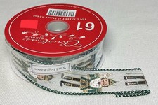 Hobby Lobby Christmas Ribbon WHITE GREEN NUTCRACKER WIRED 1.5 IN X 30 FEET NIP