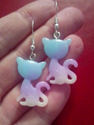 Blau Lila Ombre Katze Ohrringe Süß Geschenk Neuheit Minimalistisch Acryl Party