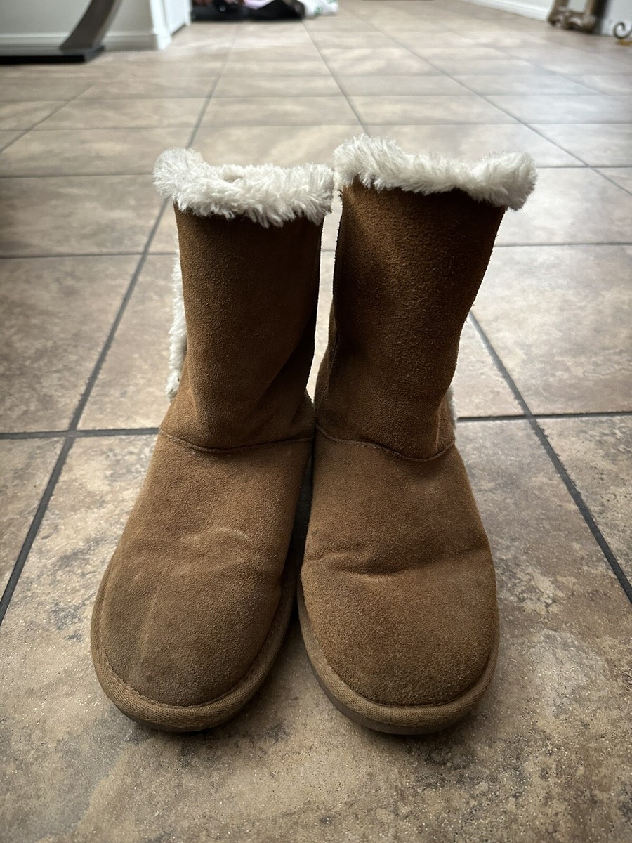 Minnetonka Olympia Brown Suede/Faux Fur Mid Winter Boots Women's Size 7M