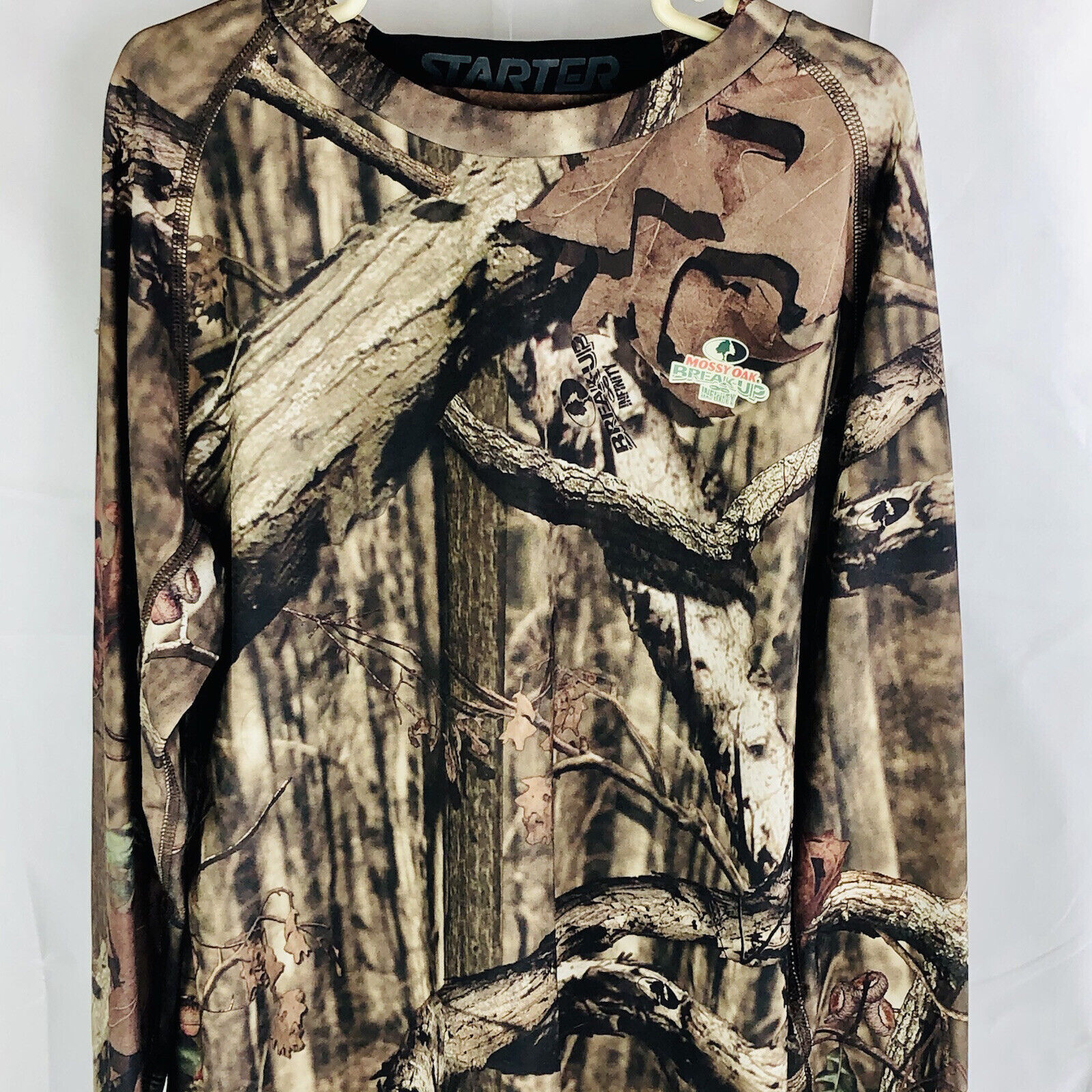 Starter Mossy Oak Break Up Mens Camo Camouflage Shirt Size S 34/36 Long Sleeve