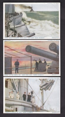 Marine britisches Schlachtschiff HMS QUEEN ELIZABETH x9 vor 1919 PPCs von Photochrom