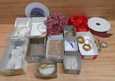 Lot of Assorted Christmas Craft Ornament Making Beading Supplies Ribbons Cord