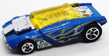 2013 HOT WHEELS ROGUE HOG BLUE 1:64 DIECAST 2 3/4" RACE CAR W/ YELLOW & WHITE