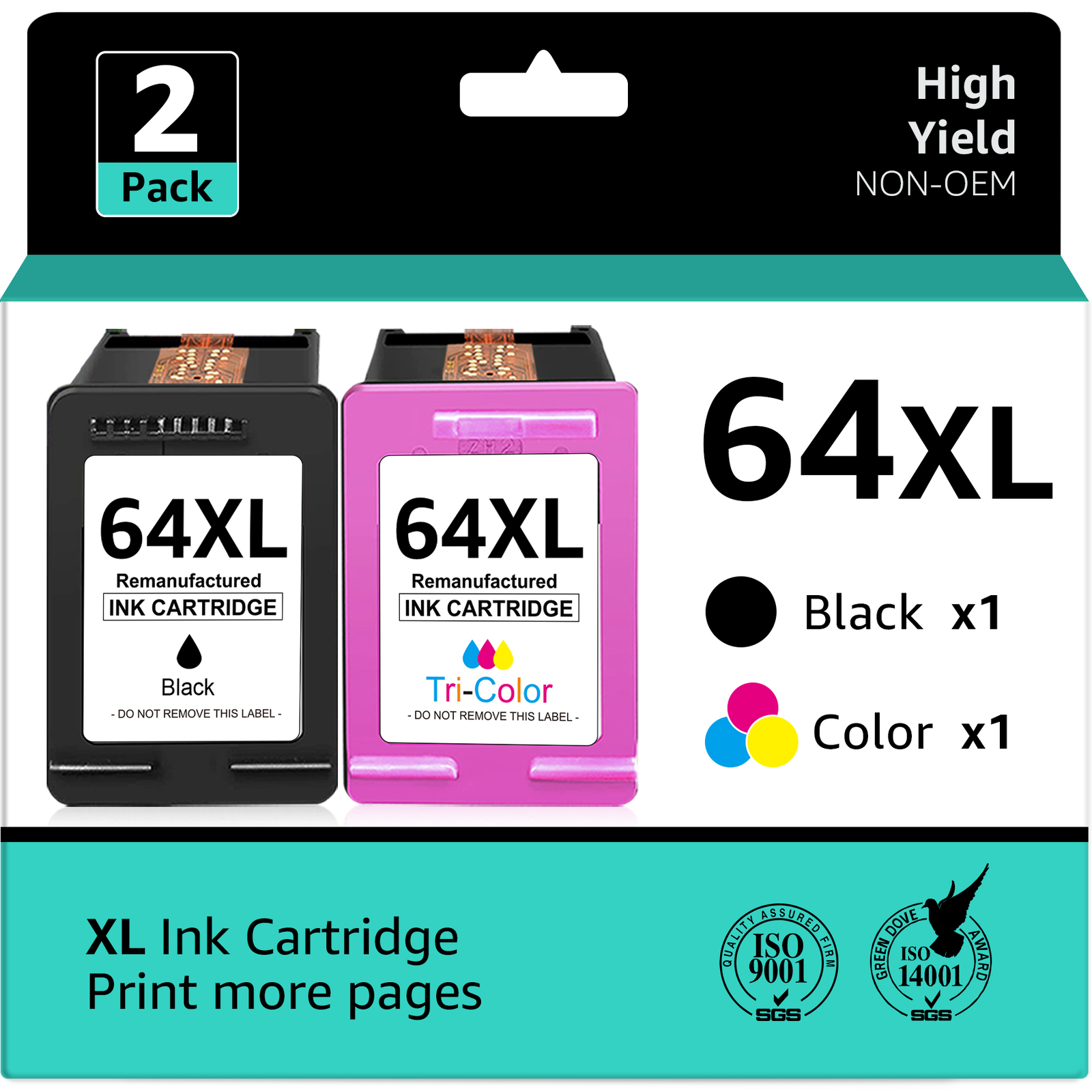 64XL Black Color Ink Cartridge 64-XL for HP Envy Photo 7155 7855 7858 6255e 6252