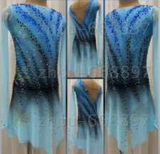 Figure Skating Dress Ice Skating Dress Competition Skating Wear blue dyeing