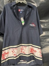 Ralph Lauren Chaps Blue Hawaiian Beach Aloha Dress Shirt Hibiscus L red New