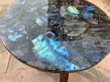 Genuine Labradorite Accent Table – Unique Natural Crystal Design