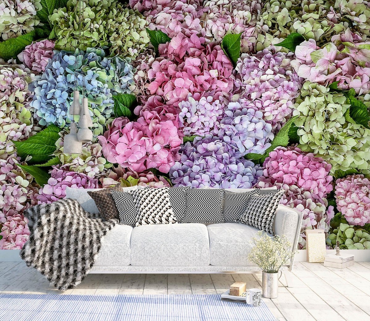Sticker Mural 3D Hortensie M07930 – Autocollant Amovible – Décoration Mur Facile