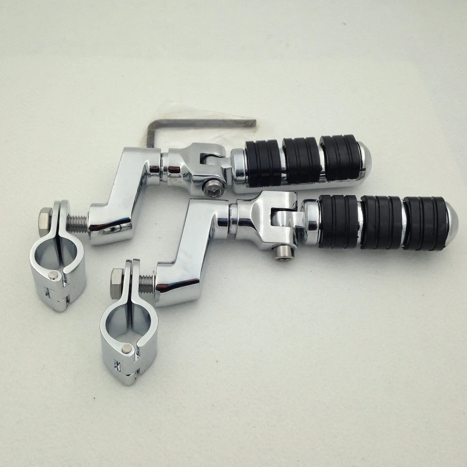 Chrome Foot Peg 1" Clamps For Honda GoldWing GL1800 Shadow Steed400 Valkyrie - Image 4 of 4