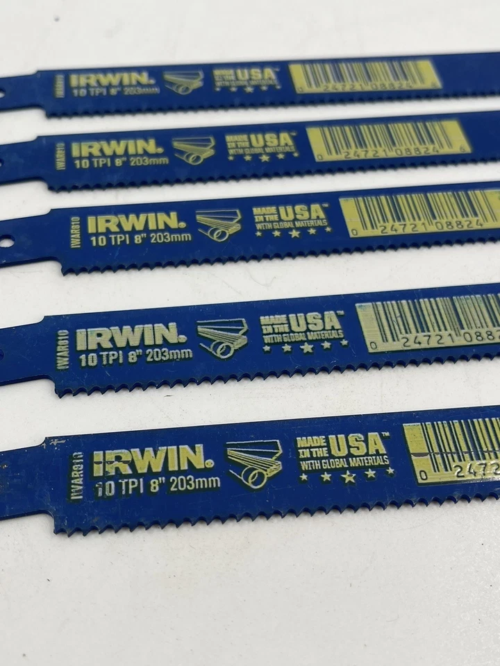 IRWIN 8" 10 TPI METAL & WOOD RECIPROCATING SAW BLADES New - Image 4 of 4