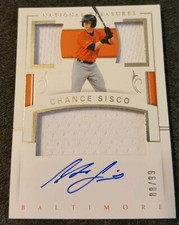 CHANCE SISCO 2018 NATIONAL TREASURES RC AUTO TRIPLE RELIC ROOKIE SP#88/99*ORIOLE