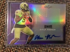 SHAWN ROBINSON TCU 2017 Leaf Army All-American PURPLE Metal Flag AUTO 1/7