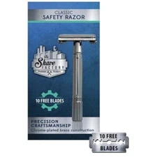 Double Edge Shaving Safety Razor Butterfly Twist to Open with Free 10 Blades