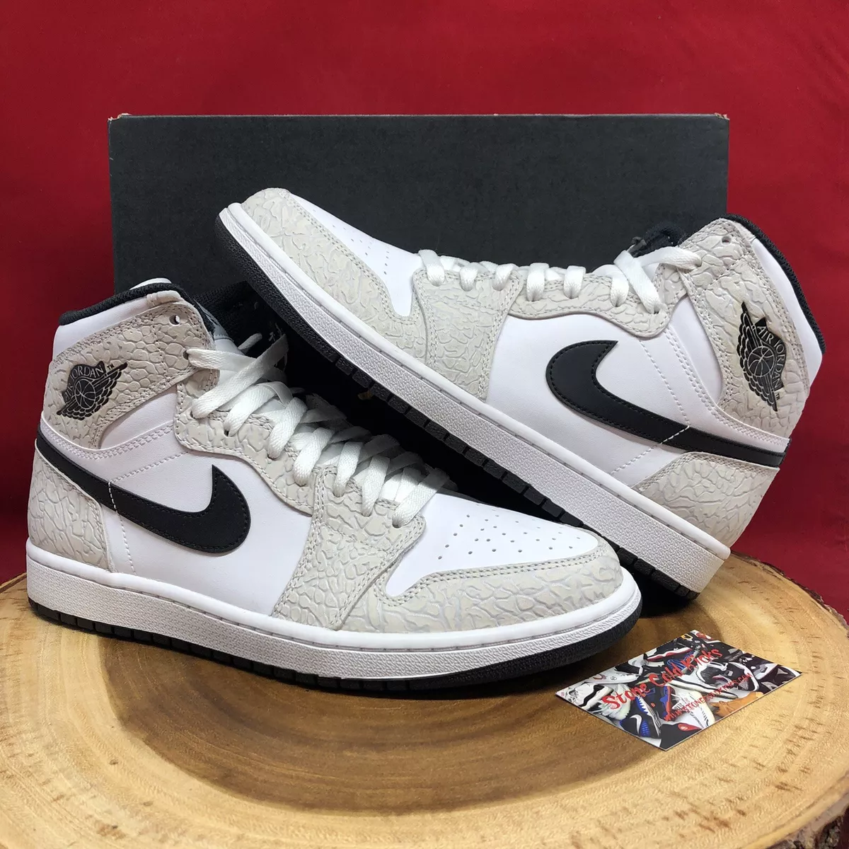 Nike Air Jordan Retro I 1 Elephant Print White Grey Un-Supreme Size 9 839115-106