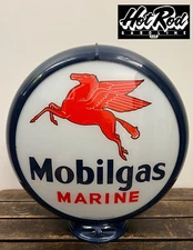 MOBIL Mobilgas Marine Reproduction 13.5" Gas Pump Globe - (Dark Blue Body)