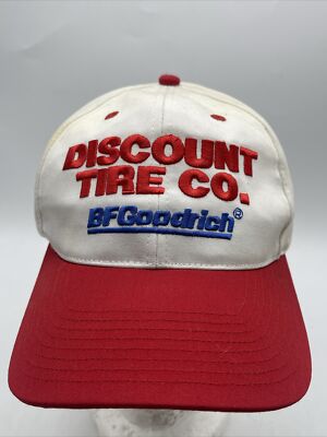 BF Goodrich Discount Tire Co Snapback Trucker Hat Cap White Red One Size Vintage