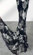 Morrell Maxie Black Hi-Low Silk Lined Mermaid Style Sequin Ruffle Dress 2