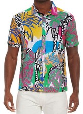 Robert Graham Men's TRES PALMS Classic Fit Short Sleeves Multi Shirt