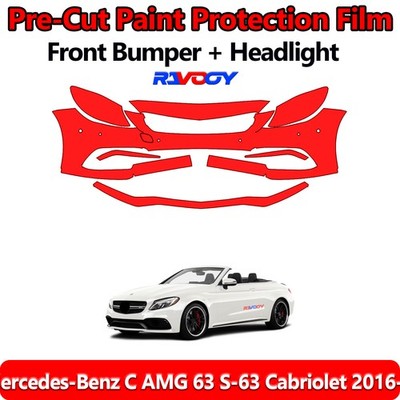  Front Bumper PPF Kit Film For Mercedes-Benz C AMG 63 S-63 Cabriolet 2016-2018