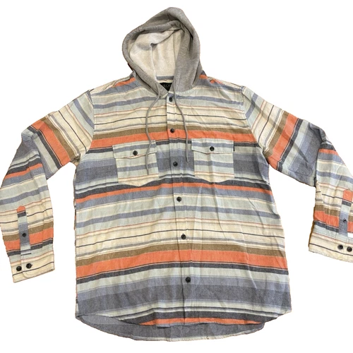 Valor Collective Flannel Shirt Men's Large Multicolor Striped Pockets Hooded New image 7