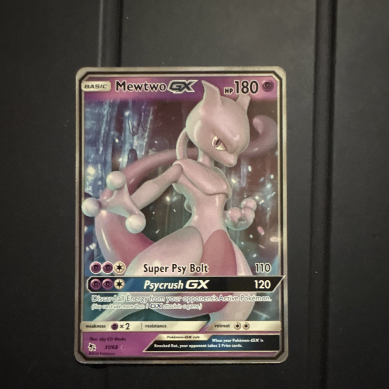 Pokémon Mewtwo GX 31/68 Shining Legends Ultra Rare Holo GX 180HP English 2017