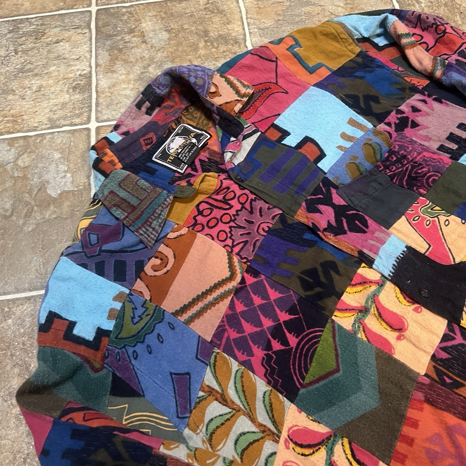 Terranova Patchwork Batik Long Sleeve Button Shir… - image 3