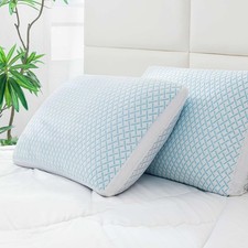 Shredded Memory Foam Cooling Soft Pillows Queen Size Set of 2, Adjustable Hyp...