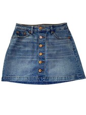 American Eagle Super Hi Rise A Line Mini Denim Blue Jean Skirt 0 R Retro 80s 70s
