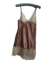 Vintage Victoria s Secret Chemise Slip Nightie Nude Pink Lace Size Medium Bows