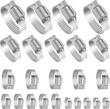 24Pcs Stainless Steel Hose Clamps Assortment Kit 1/4-2 Adjustable Set