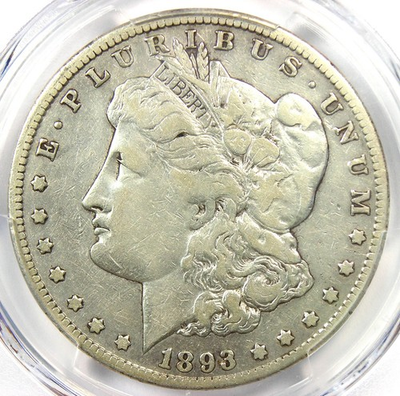 #ad 1893 CC Morgan Silver Dollar $1 Carson City Coin Certified PCGS VF Detail $865.00