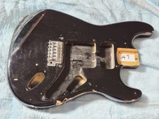 Squier By Fender Stratocaster Strat Electric Guitar Body Black + Bridge Reliced
