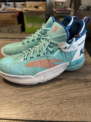 Anta Men KT9 Spring Blue Orange White Synthetic Lace-Up Shoes Size 8.5