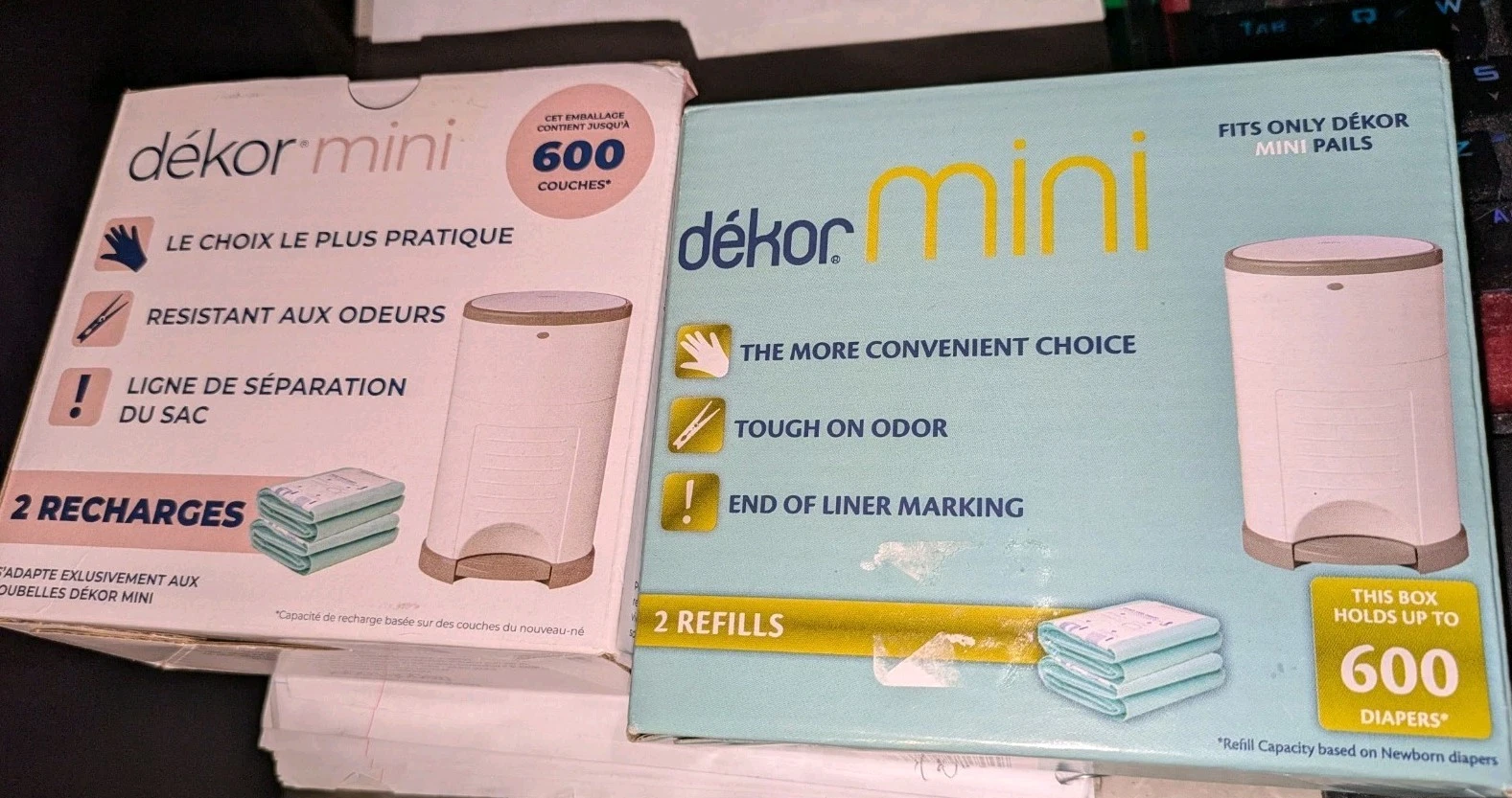Dekor Mini Diaper Pail Liner Refills 4 Refills (Total) Holds Up To 1200 Diapers