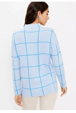 LOFT Windowpane Mock Neck Tunic Sweater Womens XSmall Blue