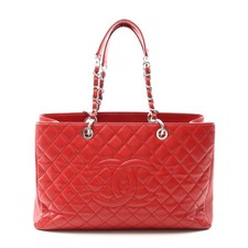 Chanel Caviar Skin Matelasse Gst Xl Tote Bag Women Red One Size