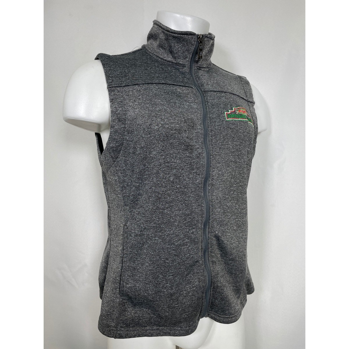 Northgate Market Gray Embroidered Full Zip Sleeveless Employee