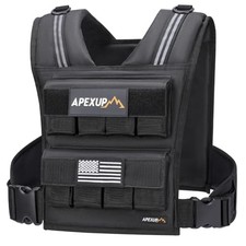 Adjustable Weighted Vest Men 20lbs/30lbs/40lbs Vest Only for 40lbs Black