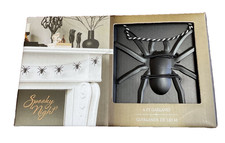 SPOOKY NIGHT HALLOWEEN SPIDER GARLAND 6 FEET BLACK WHITE ROPE NIP