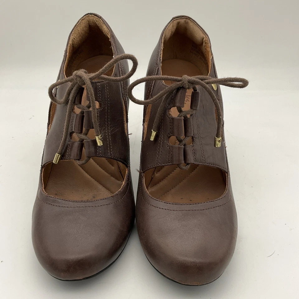 Clarks Indigo 63129 Brown Leather Lace Up Studded Heel Shoes Women's US 7 M - Image 3 of 4