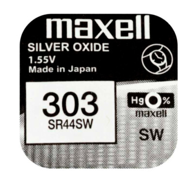 2 x SR44SW Maxell 303 Batterie Knopfzelle 1,55V SR1131 AG13 LR44 Silberoxid