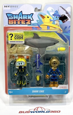 #ad #ad DEVSERIES Shark Bite 2 Game Pack w Exclusive Virtual Code Shark Cage Diver NEW $18.89
