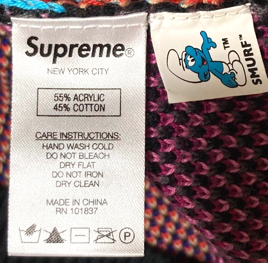 Supreme Smurf Knit Sweater Size L Black Multicolor Street Supreme Smurf Knit Sweater Size L Black Multicolor Street