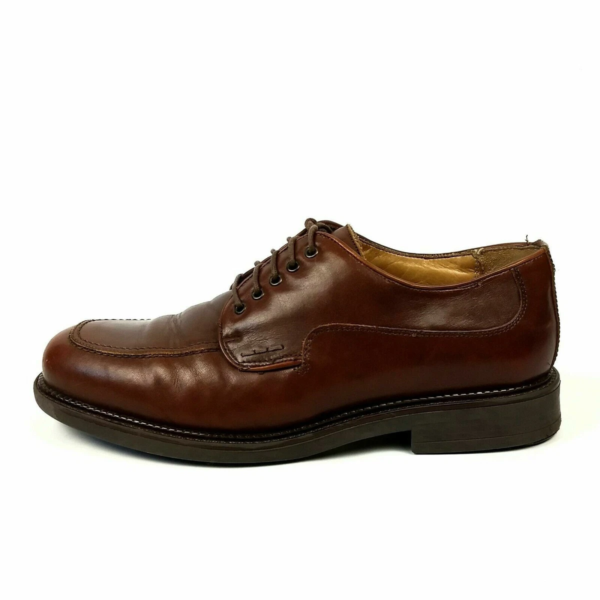 Bostonian Ipswich Brown Leather Oxford Shoes Mens Size 8.5W Apron Toe Italy Z38