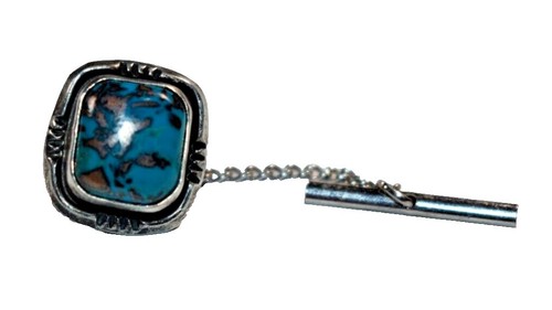 Turquoise Navajo Hair Tie 1.25in Ponytail Hand Stamped Sterling Ornament Concho Turquoise Navajo Hair Tie 1.25in Ponytail Hand Stamped  main image 2