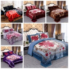 Reversible Flannel/Sherpa/Faux Fur Blanket Soft Cozy Warm Plush Fleece Blanket